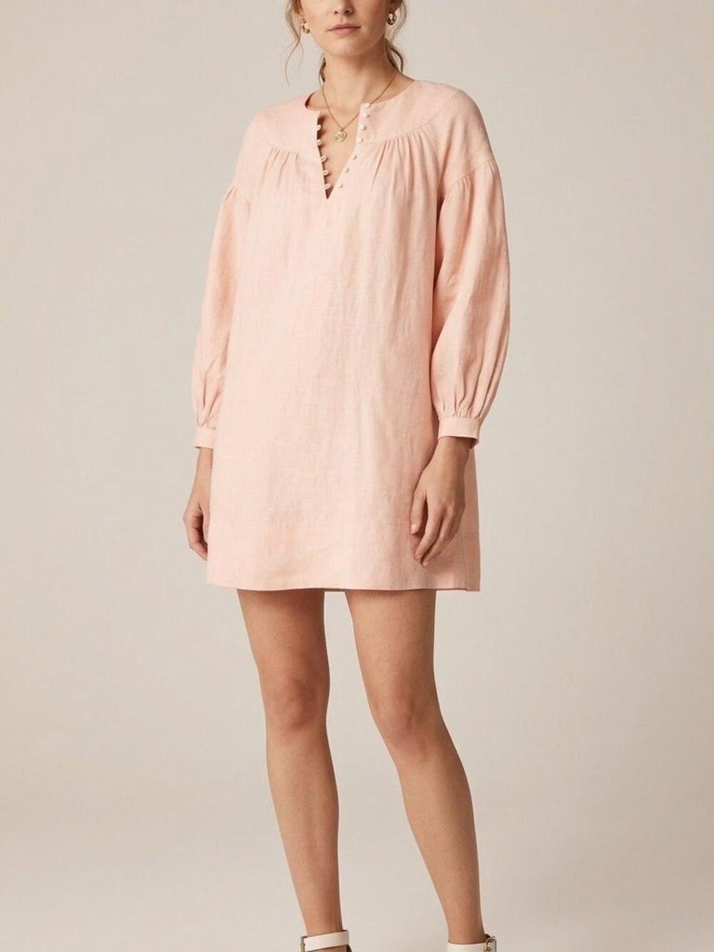 J.Crew Gathered Popover Dress in Linen READ